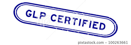 Grunge blue GLP (Abbreviation of Good laboratory practice) certified word rubber seal stamp on white background 100263661