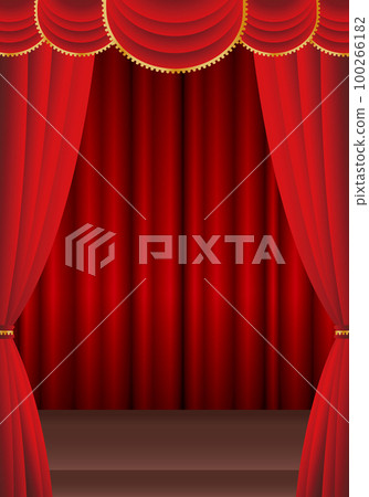 Red curtain Red curtain Stage with red curtain Vertical 100266182