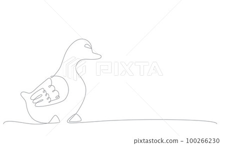 First spring bird hand draw continues one line. Vector stock illustration isolated on white background for wedding, Easter invitation or greeting card. Editable stroke. EPS10 100266230