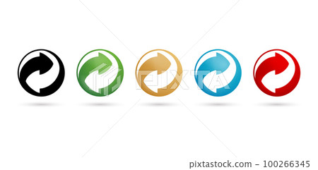 vector illustration A set of colorful arrows recycling icon in different colors for packages label products company or corporate, User interface designs, collages, decks, Collaging and layouts vector illustration A set of colorful arrows recycling icon in different colors for packages label products company or corporate, User interface designs, collages, decks, Collaging and layouts 100266345