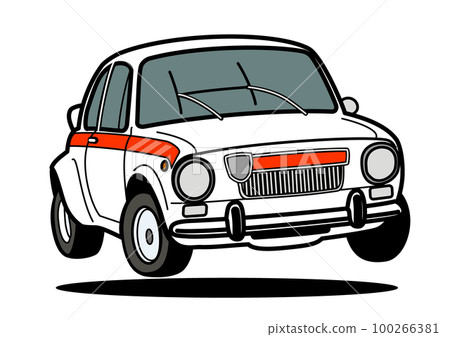 Historic Italian compact sports white jump car illustration 100266381