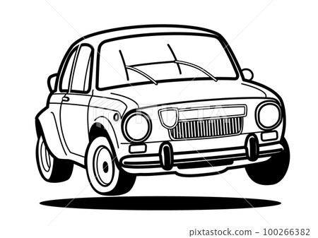 Historic Italian compact sports coloring style jump car illustration 100266382