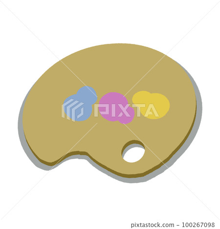 Acrylic paint and palette [CMYK color (cyan, magenta, yellow, black), simple, no line] 100267098