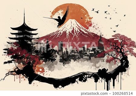 pagoda line art, Japan, japanese culture, landscape scenery, AI generated art, Wall art, wallpaper frame art, painting, water color pagoda line art, Japan, japanese culture, landscape scenery, AI generated art, Wall art, wallpaper frame art, painting, water color 100268514