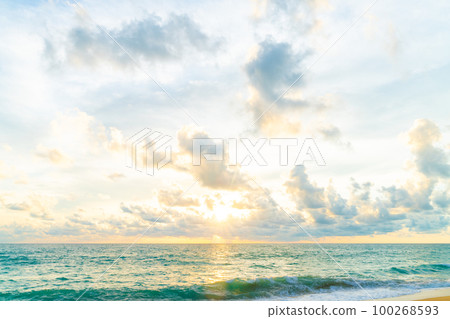 Empty sea beach with sea wave sunset skt cloud Empty sea beach with sea wave sunset skt cloud 100268593