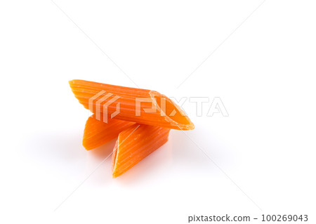 Raw colored pasta isolated on white background Raw colored pasta isolated on white background 100269043