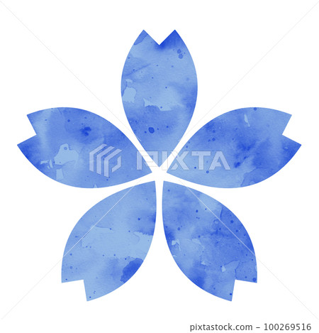 插圖素材櫻花繪水彩藍色 100269516