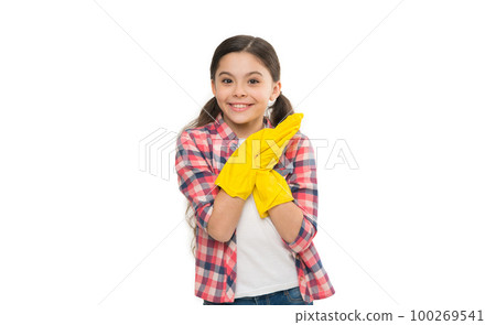 small girl cleaning in rubber gloves. kid clean house in latex gloves. Yellow gloves for cleaning the house. housework concept. time for washing. Cleaning supplies advertisement small girl cleaning in rubber gloves. kid clean house in latex gloves. Yellow gloves for cleaning the house. housework concept. time for washing. Cleaning supplies advertisement 100269541