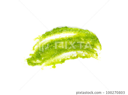 Wasabi Smear Isolated, Green Sushi Paste on White Background Wasabi Smear Isolated, Green Sushi Paste on White Background 100270803