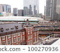 Tokyo Station and Shinkansen on a cloudy day 100270936