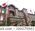 Japanese flag and Tokyo station 100270943