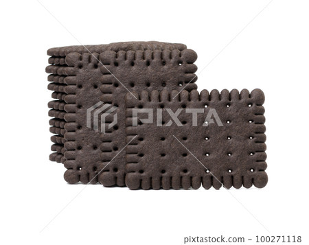 Chocolate Biscuit Isolated, Black Quadratic Cookie, Dark Soft Biscuits, Square Butter Cookies, Cocoa Crackers Chocolate Biscuit Isolated, Black Quadratic Cookie, Dark Soft Biscuits, Square Butter Cookies, Cocoa Crackers 100271118