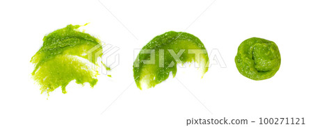 Wasabi Smear Isolated, Green Sushi Paste, Wasabi Paste Smear on White Background 100271121