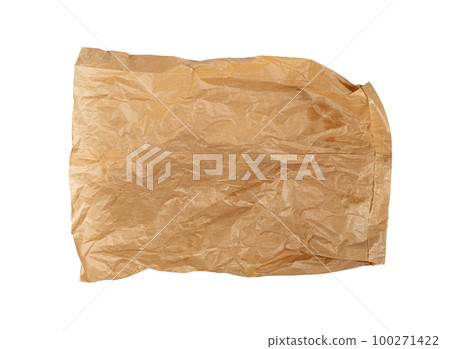 Old Paper Bag Isolated, Crumpled Disposable Ecology Container, Wrinkled Paperbag, Kraft Paper Bag 100271422