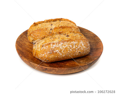 Grain Bread Isolated, Whole Buns with Seeds, Rustic Organic Cereal Bread Grain Bun Grain Bread Isolated, Whole Buns with Seeds, Rustic Organic Cereal Bread Grain Bun 100272028