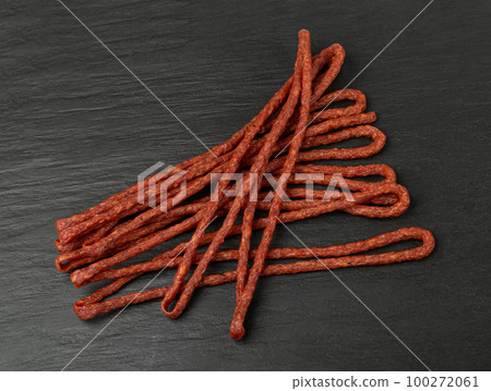 Dried Smoked Sausage, Thin Salami Sticks, Dry Embutido, Thin Bratwurst Sausage 100272061