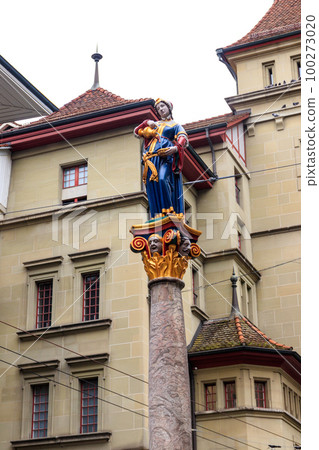Anna Seiler fountain (Anna-Seiler-Brunnen) in the old city of Bern, Switzerland. The fountain was built in 1545-1546. Author Hans Ging Anna Seiler fountain (Anna-Seiler-Brunnen) in the old city of Bern, Switzerland. The fountain was built in 1545-1546. Author Hans Ging 100273020