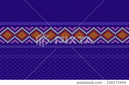 Sweater knitting pattern, Vector ethnic embroidery oriental background, Knitted retro geometry style Sweater knitting pattern, Vector ethnic embroidery oriental background, Knitted retro geometry style 100273449