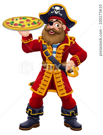 Pirate Cartoon Captain Pizza Chef Mascot Pirate Cartoon Captain Pizza Chef Mascot 100273610