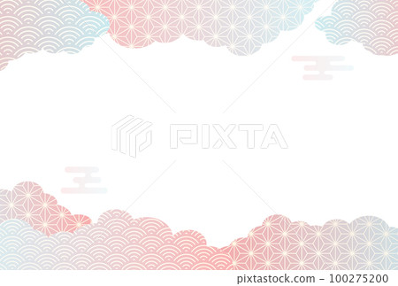 Spring, pink, gradation, Japanese pattern, cloud, background 100275200
