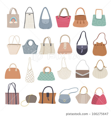 Bags models. Fashioned purses and grocery meshes recent vector handbags collection Bags models. Fashioned purses and grocery meshes recent vector handbags collection 100275647