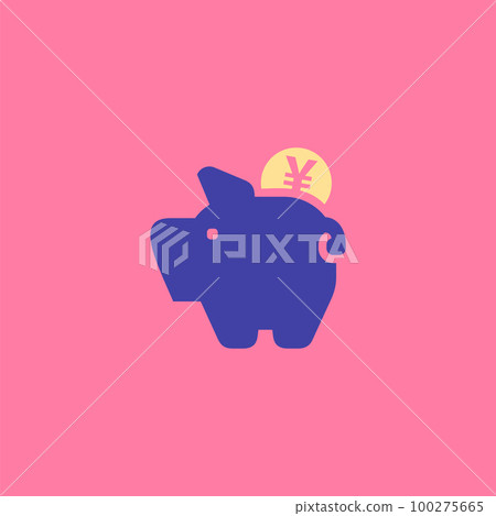 piggy bank, icon with currency symbol in flat syle 100275665