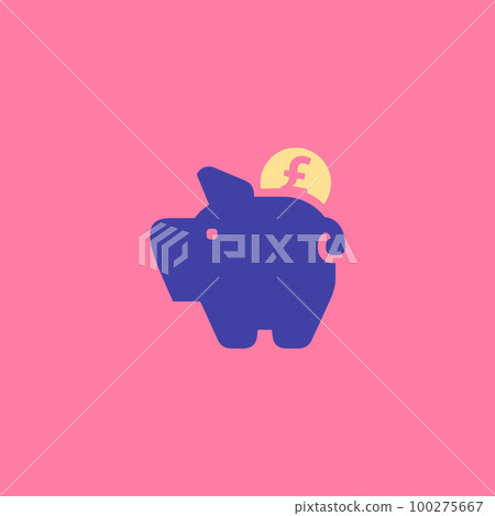 piggy bank, icon with currency symbol in flat syle 100275667