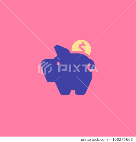 piggy bank, icon with currency symbol in flat syle 100275668