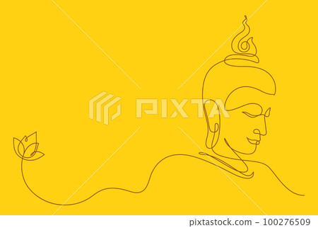 buddha face line art decorated with lotus water lily continuous line buddha face line art decorated with lotus water lily continuous line 100276509