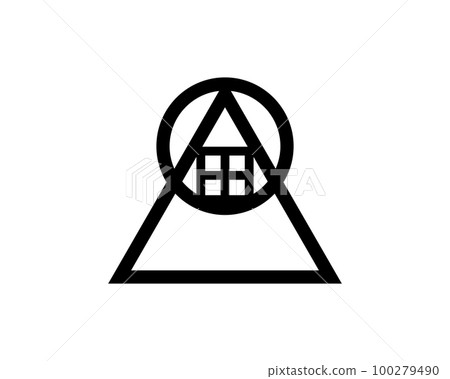 Sacred Geometry, Judgement tarot symbol, geometric alchemical sign, vector isolated on white background  100279490