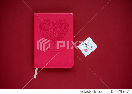 A book and a note with the words I love you, the best gift for a book lover. Valentine's Day, declaration of love 100279597