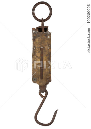 Antique retro pocket brass spring weighing scale 100280008