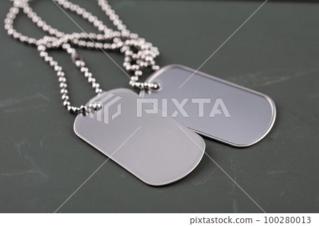 blank US army dog tags on green ammo can blank US army dog tags on green ammo can 100280013