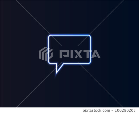 Speech bubble, chat icon in neon style. Vector illustration. 100280205