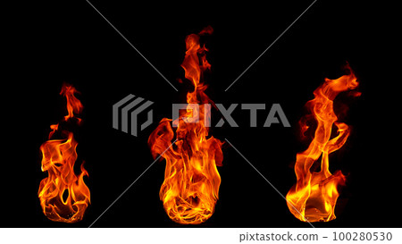 Fire flames isolated on black background Fire flames isolated on black background 100280530
