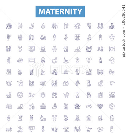 Maternity line icons, signs set. Pregnancy, childbirth, delivery, motherhood, nursing, gestation, neonatal, infants, midwifery outline vector illustrations. Maternity line icons, signs set. Pregnancy, childbirth, delivery, motherhood, nursing, gestation, neonatal, infants, midwifery outline vector illustrations. 100280541