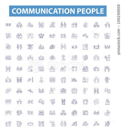 Communication people line icons, signs set. Interact, Converse, Exchange, Network, Dialog, Chat, Connect, Relate, Discuss outline vector illustrations. Communication people line icons, signs set. Interact, Converse, Exchange, Network, Dialog, Chat, Connect, Relate, Discuss outline vector illustrations. 100280608