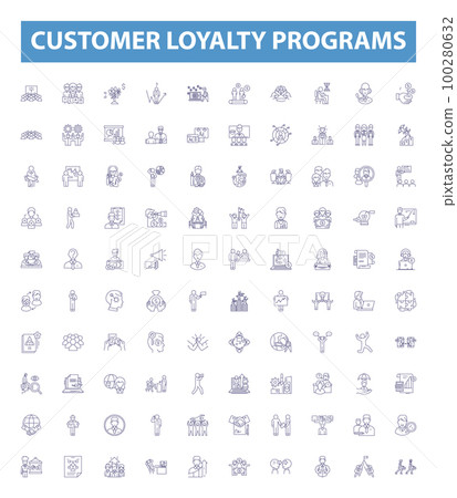 Customer loyalty programs line icons, signs...-插圖素材 [100280632] - PIXTA圖庫