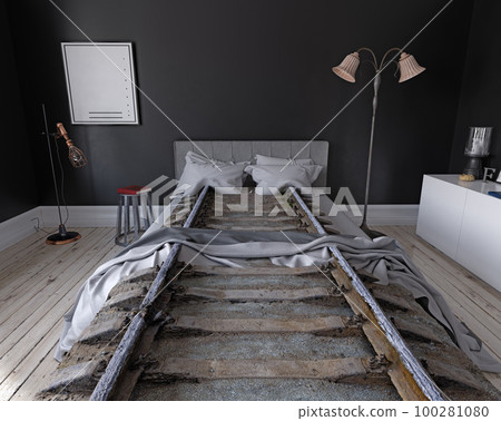 The bed in the bedroom room like the raiway The bed in the bedroom room like the raiway 100281080