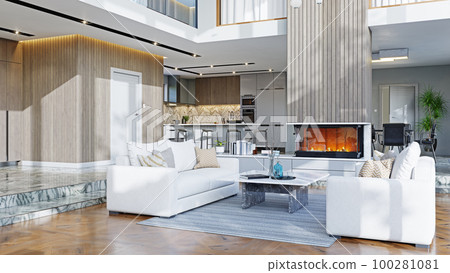 Modern living interior. Modern living interior. 100281081