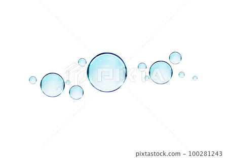Hyaluronic acid cosmetic gel drops isolated on white background. Cleanser bubbles for design. Hyaluronic acid cosmetic gel drops isolated on white background. Cleanser bubbles for design. 100281243