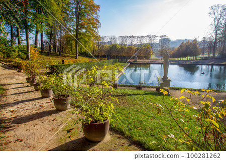 Idyllic autumn view on Saint Claude park in Paris Idyllic autumn view on Saint Claude park in Paris 100281262