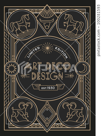 Vintage line frame design for labels, banner, logo, emblem, apparel, t- shirts, sticker and other design object. 100281593