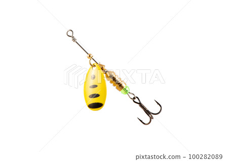 Fishing Spinner (Spoon Lure) Isolated on White background . 100282089