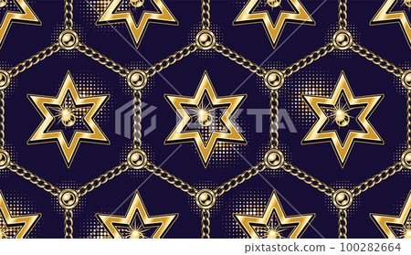 Geometric pattern with hexagons ,chains, stars 100282664