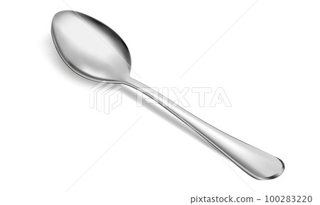 Realistic metal spoon icon isolated on white background. 3d realism. Vector teaspoon illustration isolated on white background. 100283220