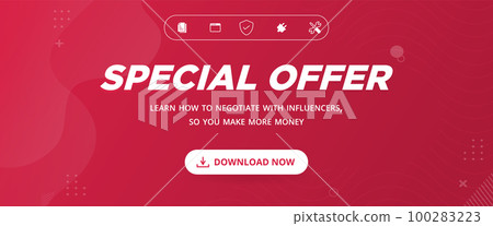 Special Offer Flash Sale Poster or banner with download button,red background.Flash Sales banner template design for digital services, promotional banner. Special Offer Flash Sale campaign Special Offer Flash Sale Poster or banner with download button,red background.Flash Sales banner template design for digital services, promotional banner. Special Offer Flash Sale campaign 100283223