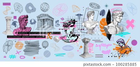 Retrofuturism and art. Exhibition, Greece, antiquity artwork concept Retrofuturism and art. Exhibition, Greece, antiquity artwork concept 100285885