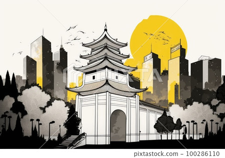 Beijing Travel Illustration, China Tourism Concept, Skylines, Landmarks, Beijing Graphic Art Beijing Travel Illustration, China Tourism Concept, Skylines, Landmarks, Beijing Graphic Art 100286110