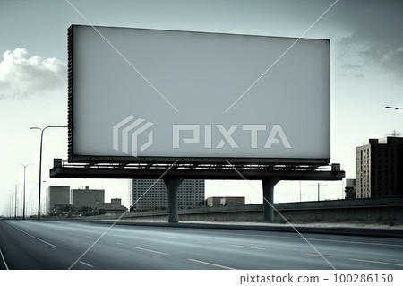 Blank City Billboard, Outdoor Advertising, Street Banner Mockup, Signboard, Abstract Generative AI Illustration 100286150